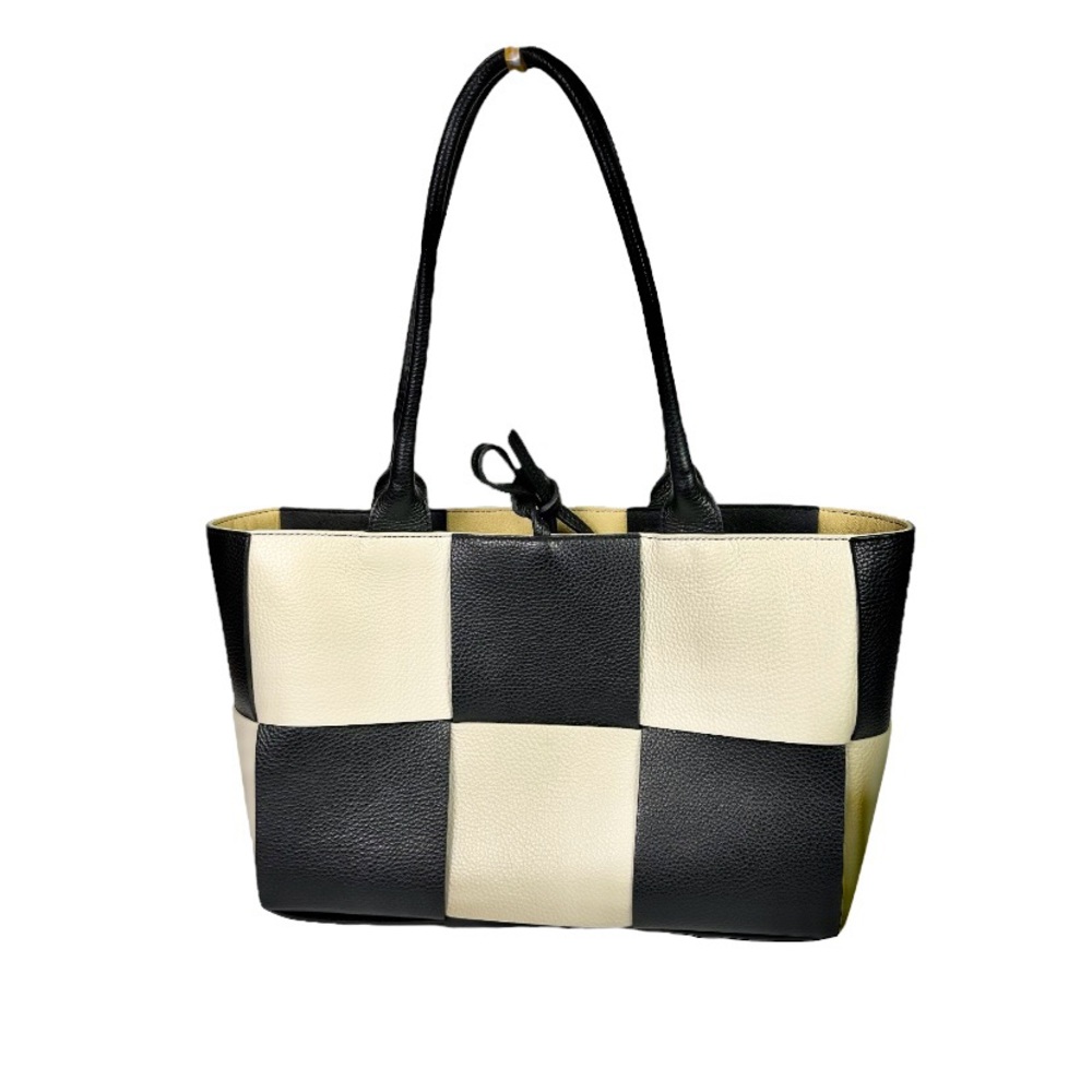 Le Borse Di Giulia Leather Tote Bag Black & Cream Color Block